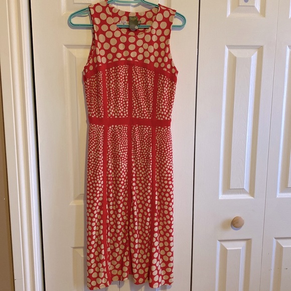 A-line polka dot midi dress, sz 4 - Picture 1 of 3